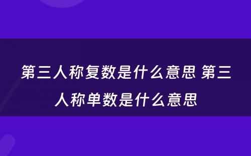 第三人称复数是什么意思 第三人称单数是什么意思