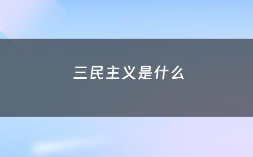  三民主义是什么