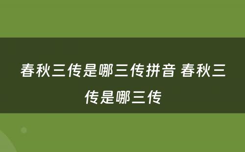 春秋三传是哪三传拼音 春秋三传是哪三传