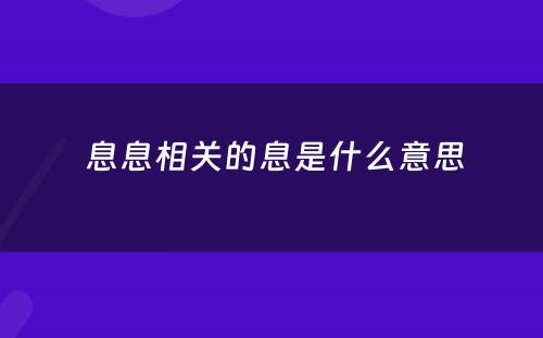  息息相关的息是什么意思