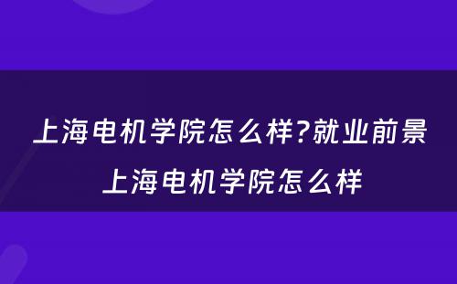 上海电机学院怎么样?就业前景 上海电机学院怎么样