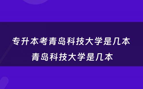 专升本考青岛科技大学是几本 青岛科技大学是几本