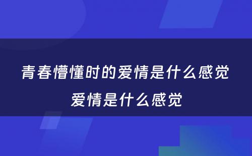 青春懵懂时的爱情是什么感觉 爱情是什么感觉