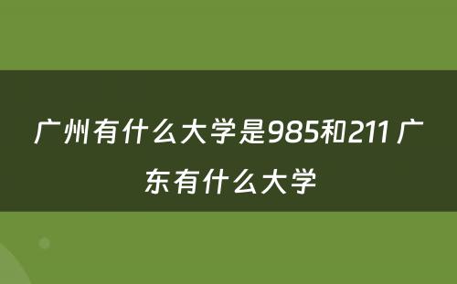 广州有什么大学是985和211 广东有什么大学
