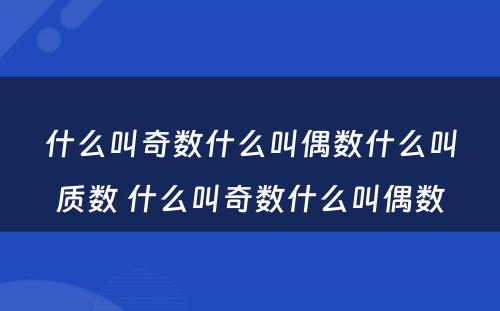 什么叫奇数什么叫偶数什么叫质数 什么叫奇数什么叫偶数