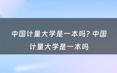 中国计量大学是一本吗? 中国计量大学是一本吗