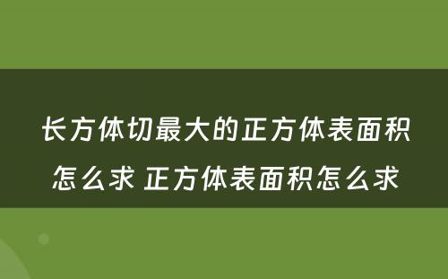 长方体切最大的正方体表面积怎么求 正方体表面积怎么求