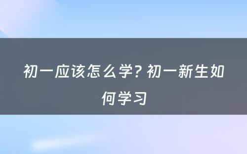 初一应该怎么学? 初一新生如何学习