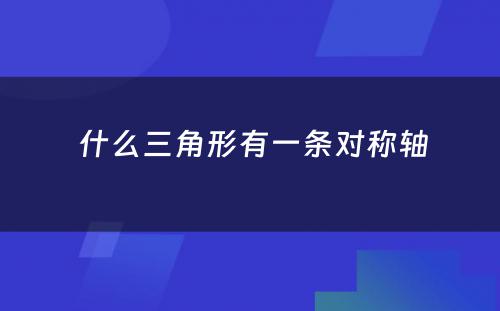  什么三角形有一条对称轴