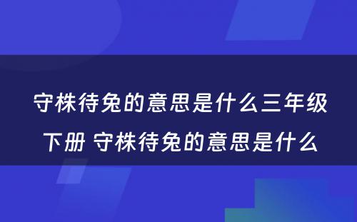 守株待兔的意思是什么三年级下册 守株待兔的意思是什么