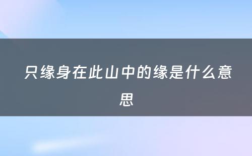  只缘身在此山中的缘是什么意思