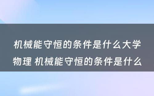 机械能守恒的条件是什么大学物理 机械能守恒的条件是什么