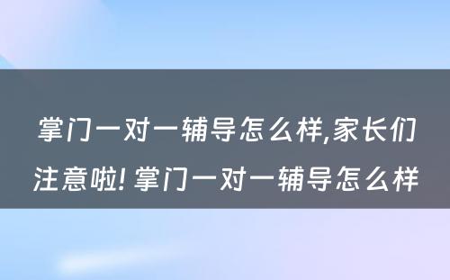 掌门一对一辅导怎么样,家长们注意啦! 掌门一对一辅导怎么样