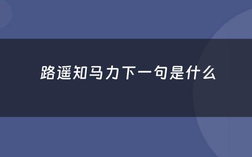  路遥知马力下一句是什么