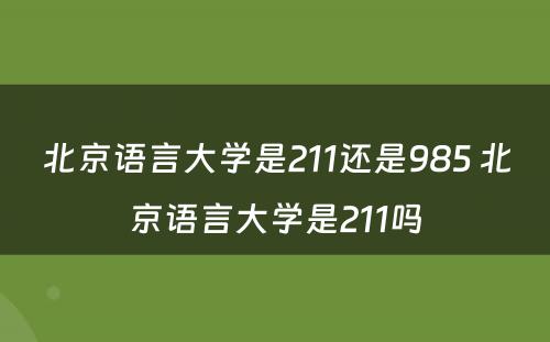 北京语言大学是211还是985 北京语言大学是211吗