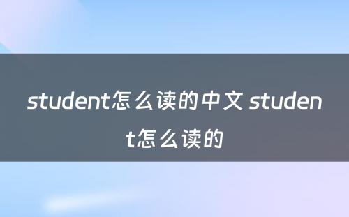 student怎么读的中文 student怎么读的