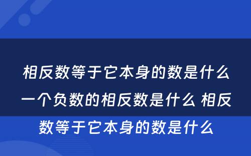 相反数等于它本身的数是什么一个负数的相反数是什么 相反数等于它本身的数是什么