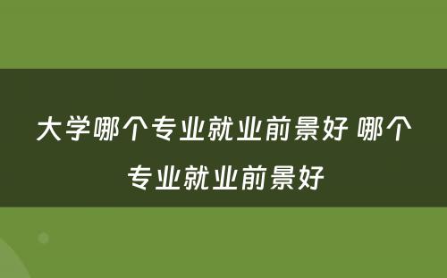 大学哪个专业就业前景好 哪个专业就业前景好