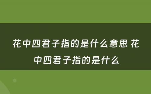 花中四君子指的是什么意思 花中四君子指的是什么