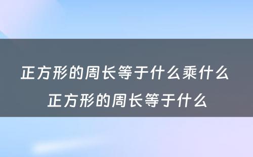 正方形的周长等于什么乘什么 正方形的周长等于什么