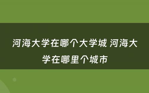 河海大学在哪个大学城 河海大学在哪里个城市