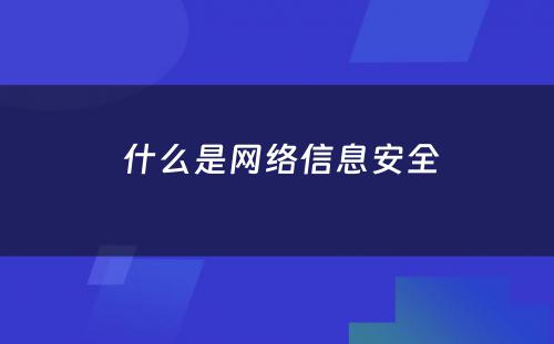  什么是网络信息安全