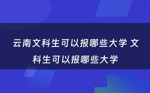 云南文科生可以报哪些大学 文科生可以报哪些大学