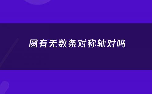  圆有无数条对称轴对吗