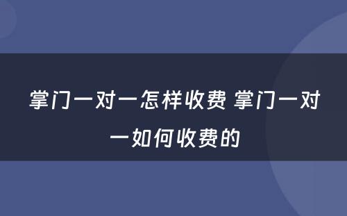 掌门一对一怎样收费 掌门一对一如何收费的