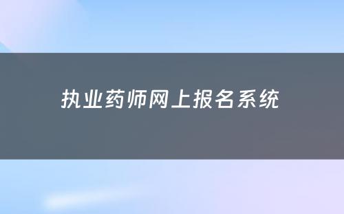 执业药师网上报名系统 