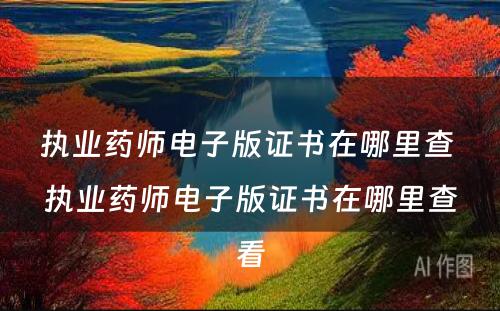 执业药师电子版证书在哪里查 执业药师电子版证书在哪里查看