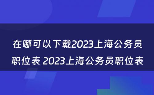 在哪可以下载2023上海公务员职位表 2023上海公务员职位表