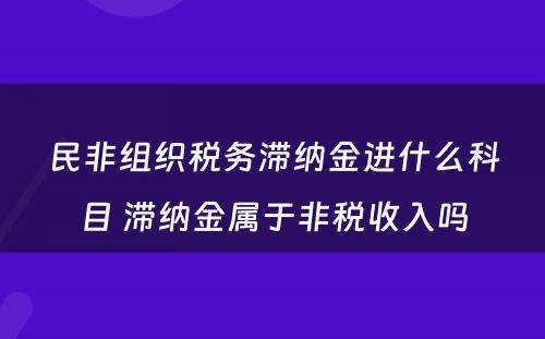 民非组织税务滞纳金进什么科目 滞纳金属于非税收入吗