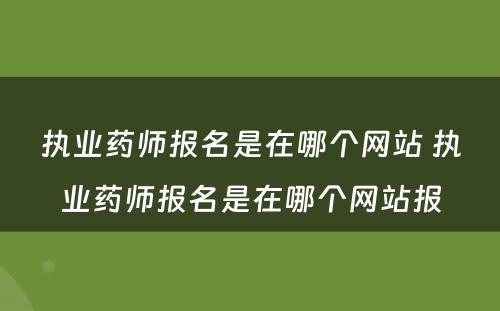 执业药师报名是在哪个网站 执业药师报名是在哪个网站报