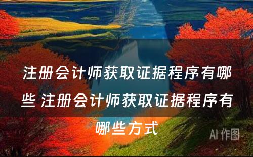 注册会计师获取证据程序有哪些 注册会计师获取证据程序有哪些方式