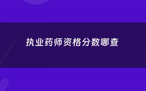 执业药师资格分数哪查 