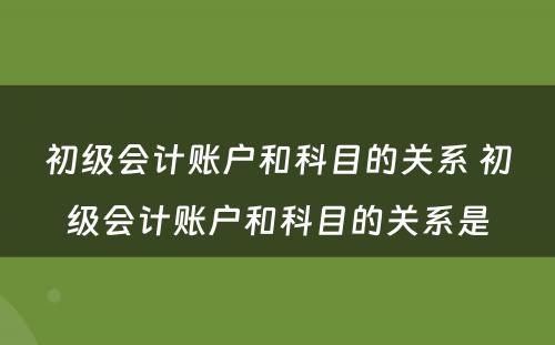 初级会计账户和科目的关系 初级会计账户和科目的关系是