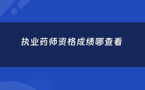 执业药师资格成绩哪查看 