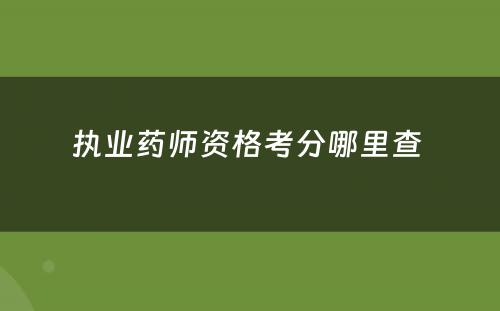 执业药师资格考分哪里查 