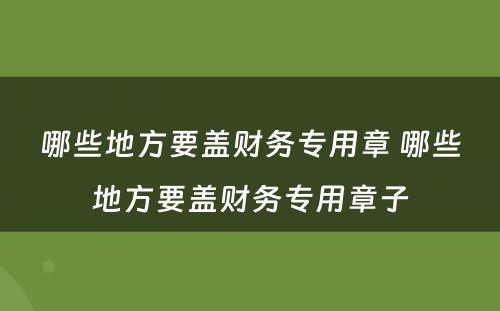 哪些地方要盖财务专用章 哪些地方要盖财务专用章子