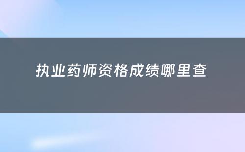 执业药师资格成绩哪里查 