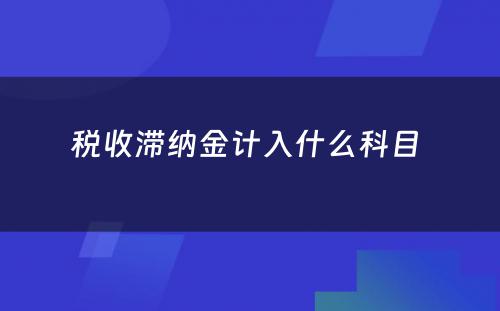 税收滞纳金计入什么科目 