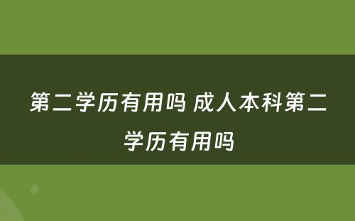 第二学历有用吗 成人本科第二学历有用吗