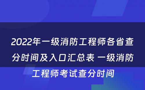 2022年一级消防工程师各省查分时间及入口汇总表 一级消防工程师考试查分时间