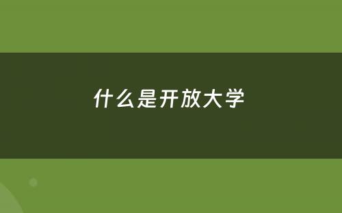 什么是开放大学 