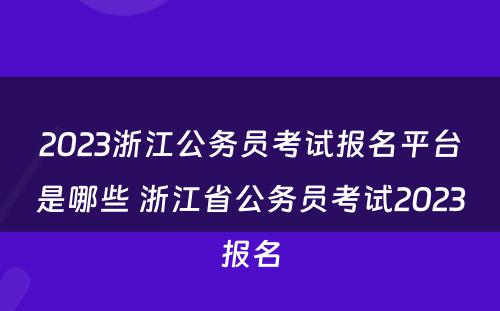 2023浙江公务员考试报名平台是哪些 浙江省公务员考试2023报名