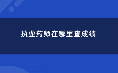 执业药师在哪里查成绩 