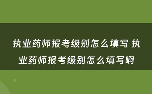 执业药师报考级别怎么填写 执业药师报考级别怎么填写啊