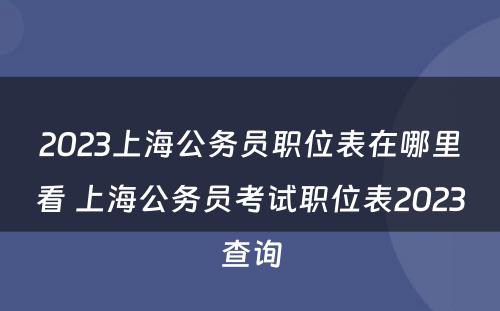 2023上海公务员职位表在哪里看 上海公务员考试职位表2023查询
