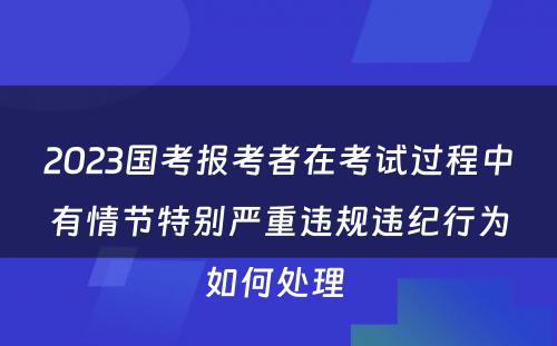 2023国考报考者在考试过程中有情节特别严重违规违纪行为如何处理 